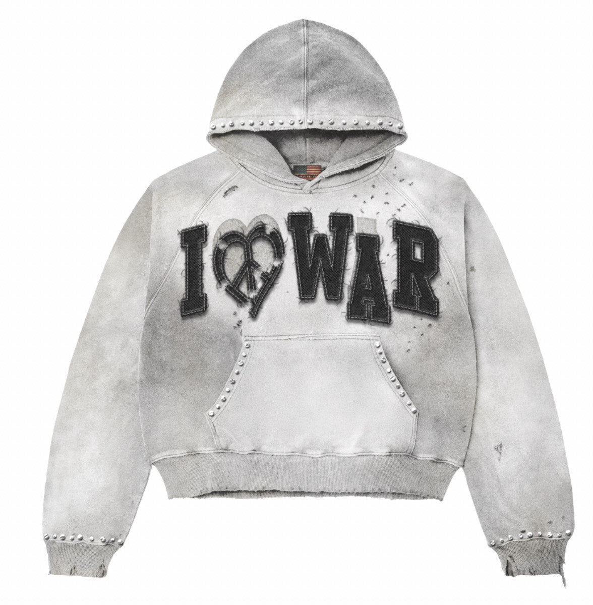 I Heart WAR HOODIE Stone / Washed Grey